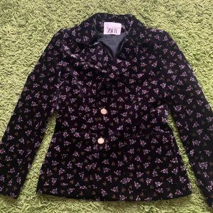 Velvet floral print Zara Blazer